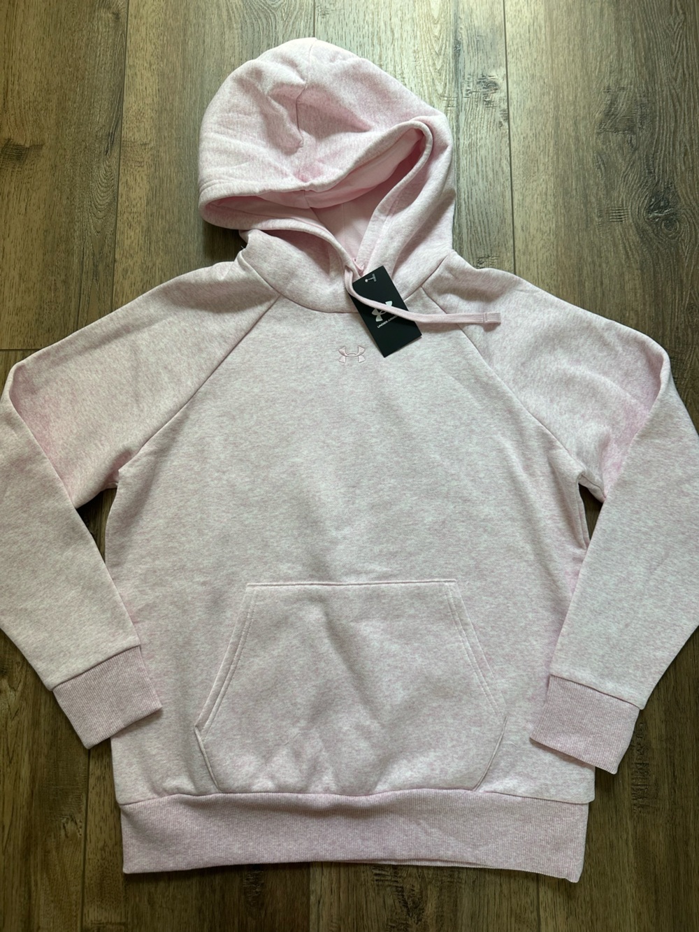 NWT! Under Armour Women’s Hooded Sweatshirt, Pale Pink, Rival Fleece, M